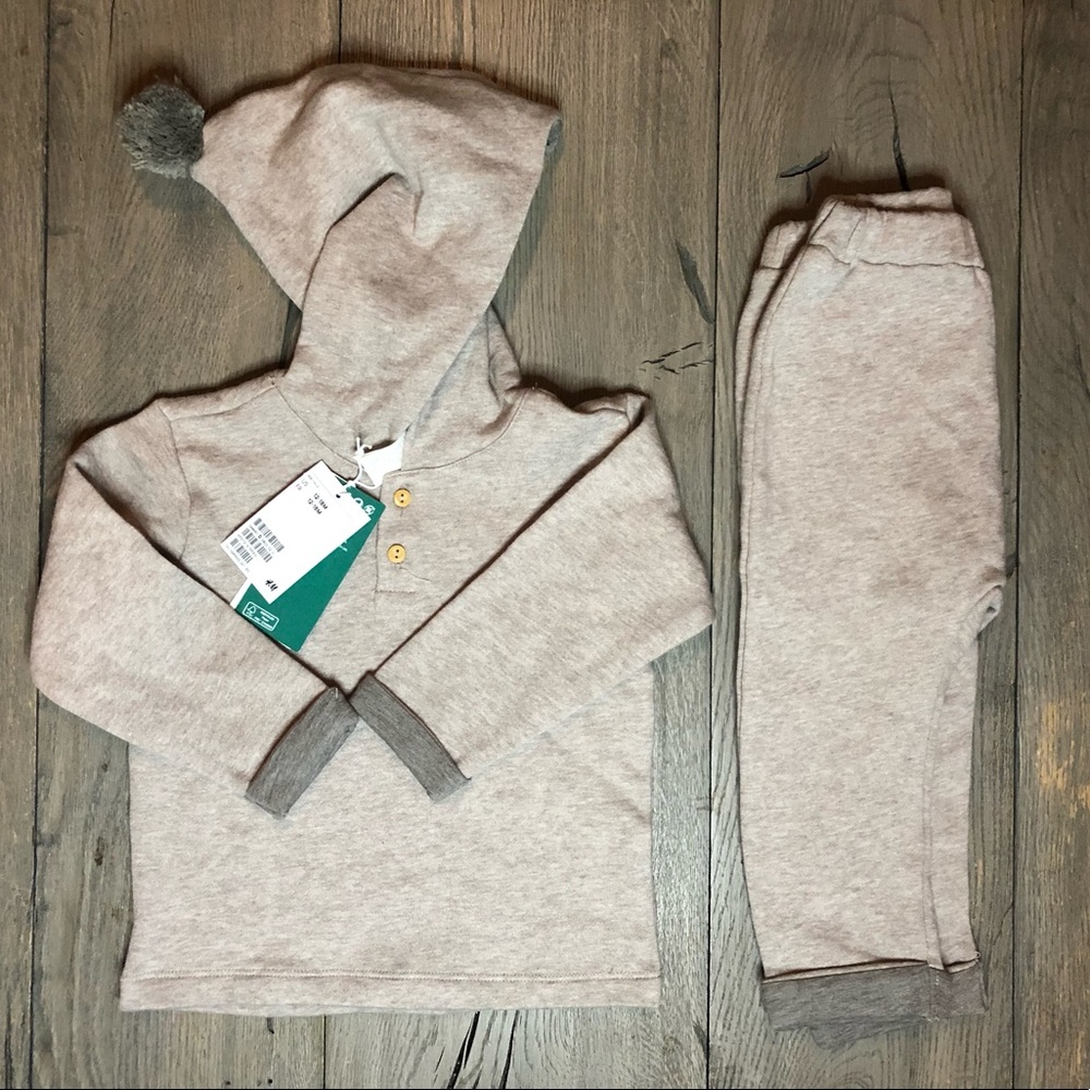 NWT H&M 12-18 Months light beige melange top and pant set